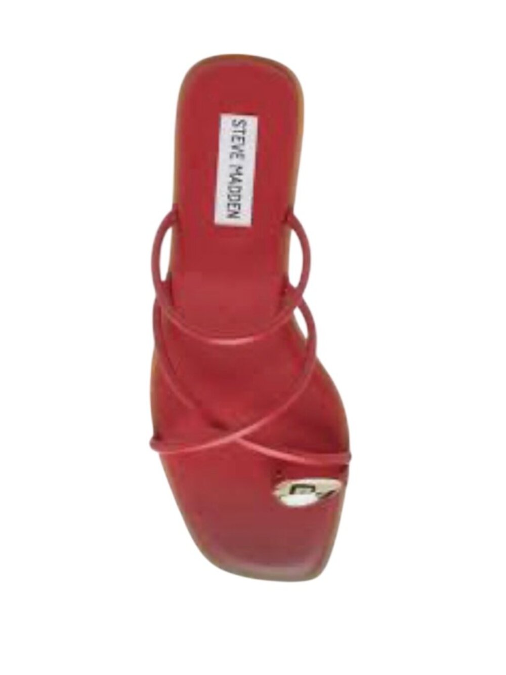Steve Madden Arley sandal red, strappy flat featuring a square toe design 6.5